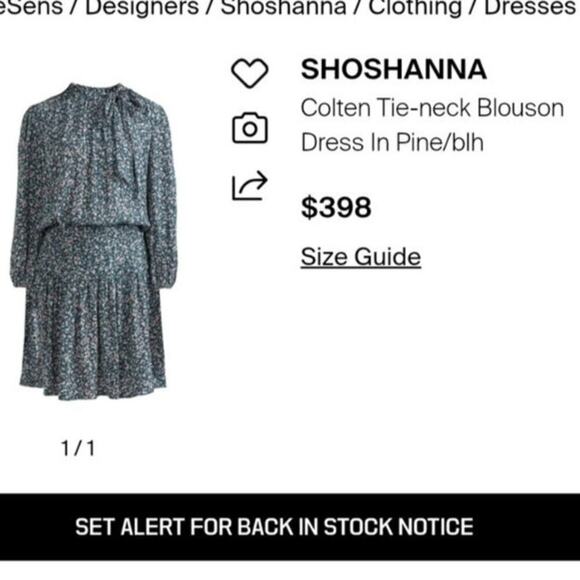 Shoshanna Colten Tie-Neck Blouson Dress in Pine/Blush, sz 12 - Picture 16 of 16